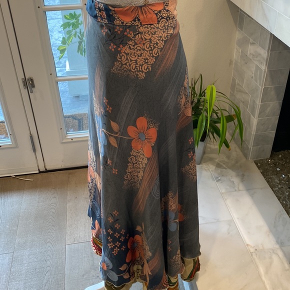 Unique Reversible Floral MIDI Wrap Skirt Size S/M - Picture 11 of 15
